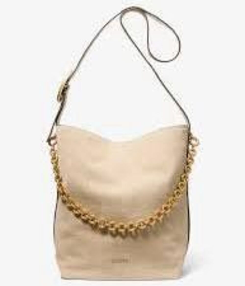 Michael Kors Nolita Large Suede Bucket Tote Bag Gold Chain Hardware Slouchy NWT